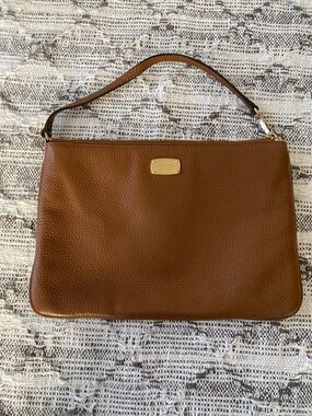 Michael Kors Cognac Pebbled Leather Large clutch